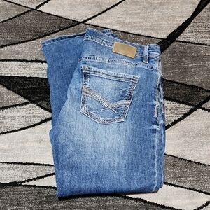 BKE SETH EMBROIDERED BOOT-LEG DENIM JEANS SIZE 40